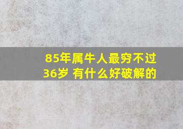 85年属牛人最穷不过36岁 有什么好破解的